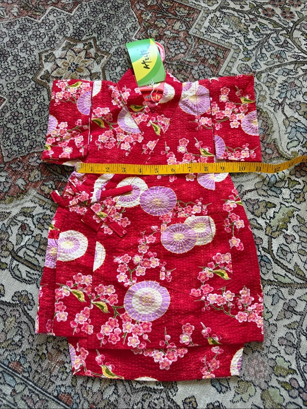 Red Girls' Floral Kimono Dress with Umbrella Motif 2t summer outfit ❤️